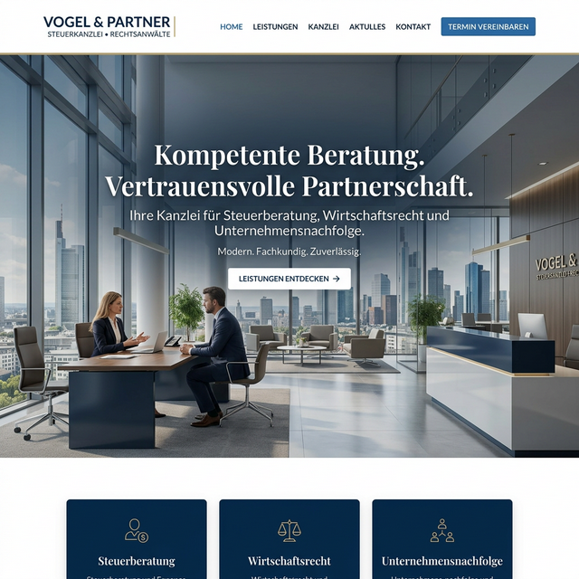 Mockup der Webseite für Steuerkanzlei & Partner
